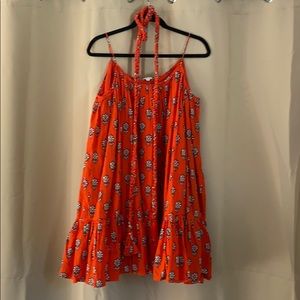 Rhode red floral mini swing dress M